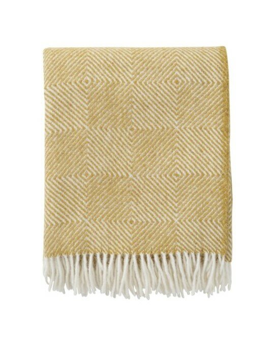Klippan deken van lamswol en gerecyclede wol, Gooseye Yellow
