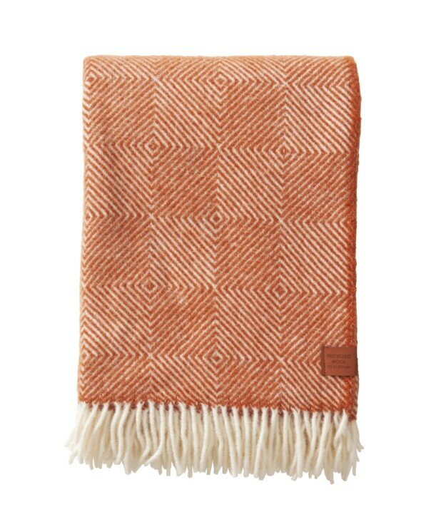 Klippan deken van lamswol en gerecyclede wol, Gooseye Orange