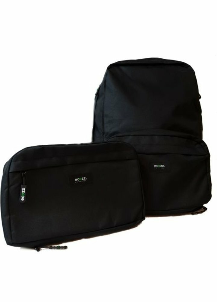 Ecozz Foldable Voyager Backpack black  , opvouwbare rugtas van rPET