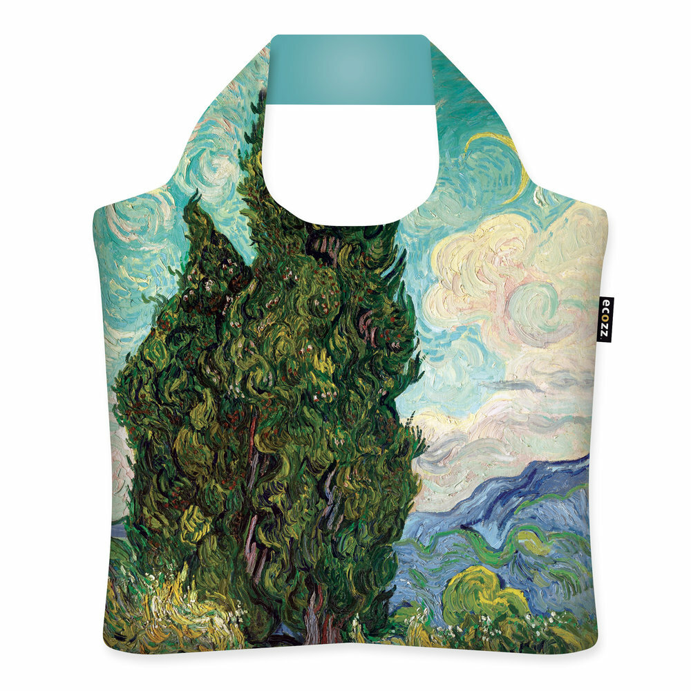 Ecozz opvouwbare shopper van rPET, Vincent van Gogh print Cypresses