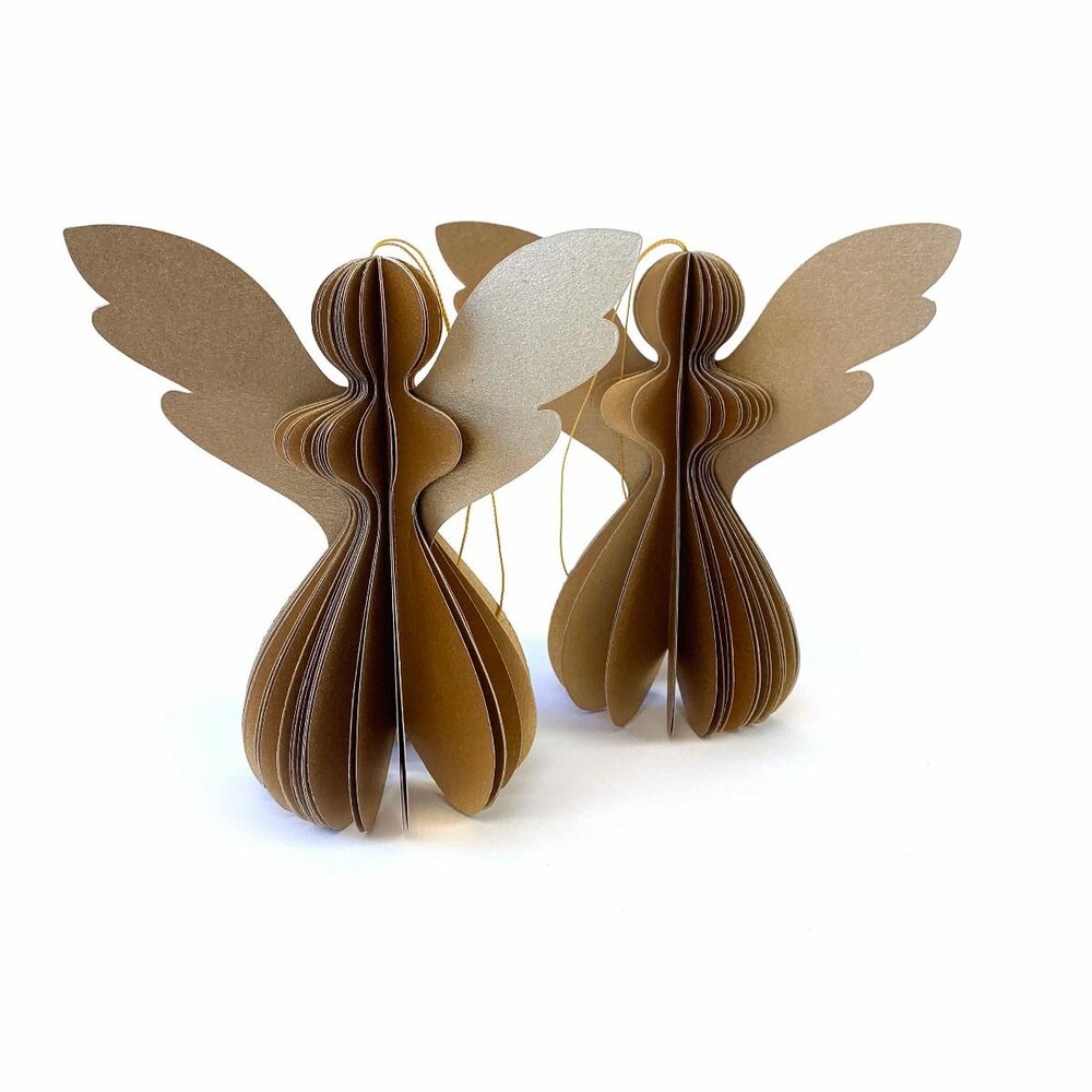 Imbarro papieren kerstengelen, Angel Gabriela Gold Medium Imbarro papieren kerstengelen, Angel Gabriela Gold Medium