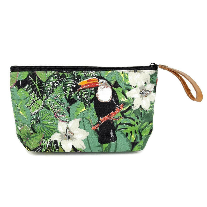 Sjaal met verhaal Fairtrade etui/make-up tas met Toekan print