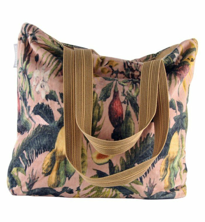 Go Round Shopper Strelitzia - katoen velours schoudertas Go Round Shopper Strelitzia - katoen velours schoudertas