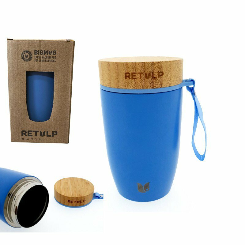 ReTulp Big Mug Classic Lunch Pod Blue - RVS lunchbeker 500ml  ReTulp Big Mug Classic Lunch Pod Blue - RVS lunchbeker 500ml