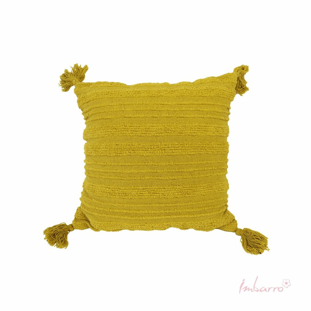Imbarro Cushion Marbella Ocre, sierkussen met kwastjes