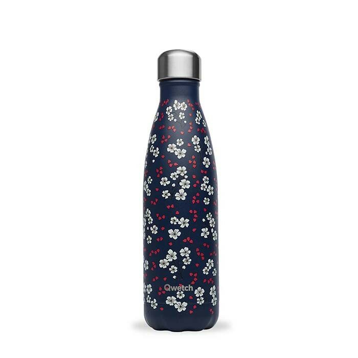 Qwetch Insulated Stainless steel Bottle 500ml Hanami Blue  Qwetch Insulated Stainless steel Bottle 500ml Hanami Blue