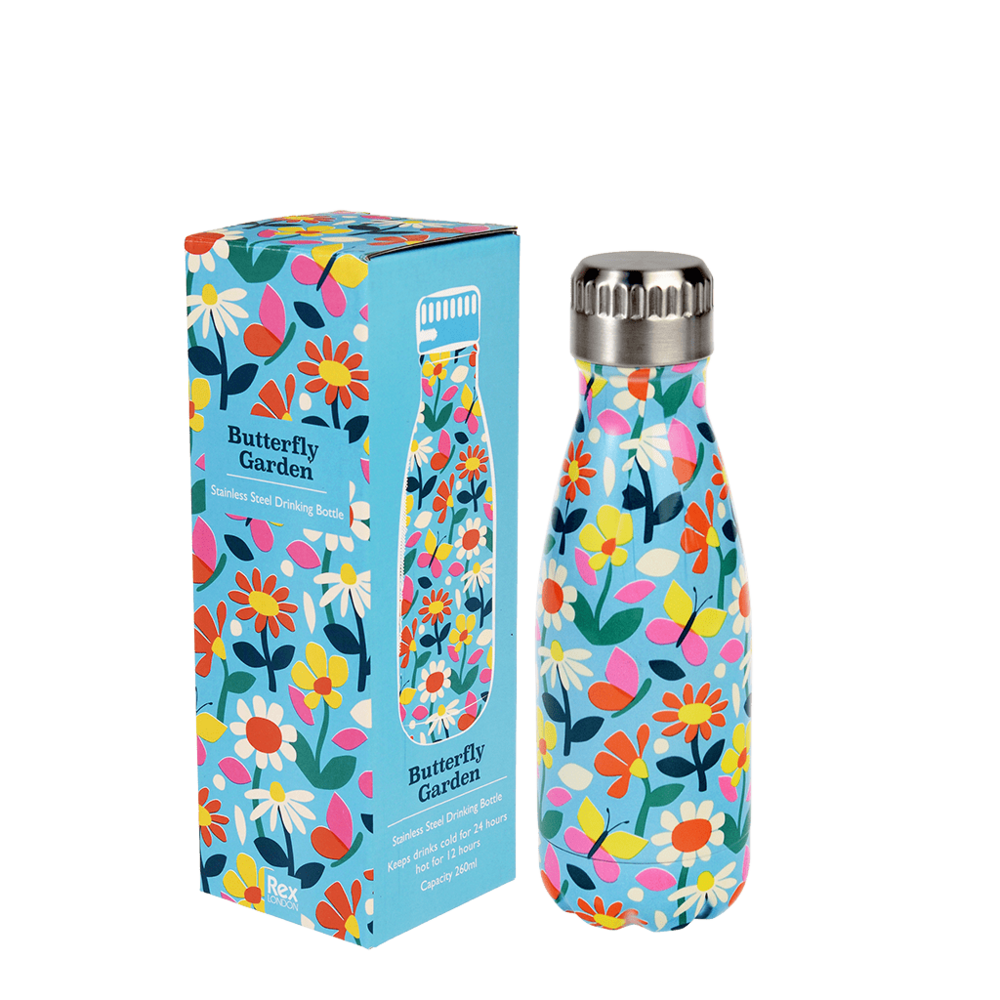 REX London RVS dubbelwandige fles Butterfly Garden 260ml REX London RVS dubbelwandige fles Butterfly Garden 260ml