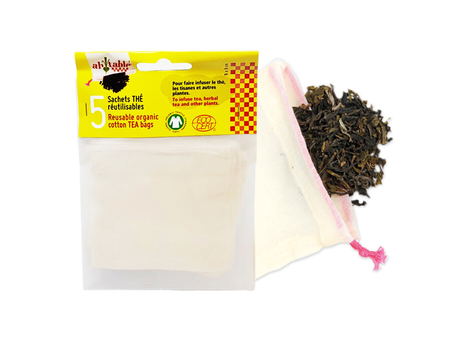AhTable herbruikbare biologisch katoenen Thee zakjes - 5 stuks 9x9cm AhTable herbruikbare biologisch katoenen Thee zakjes - 5 stuks 9x9cm