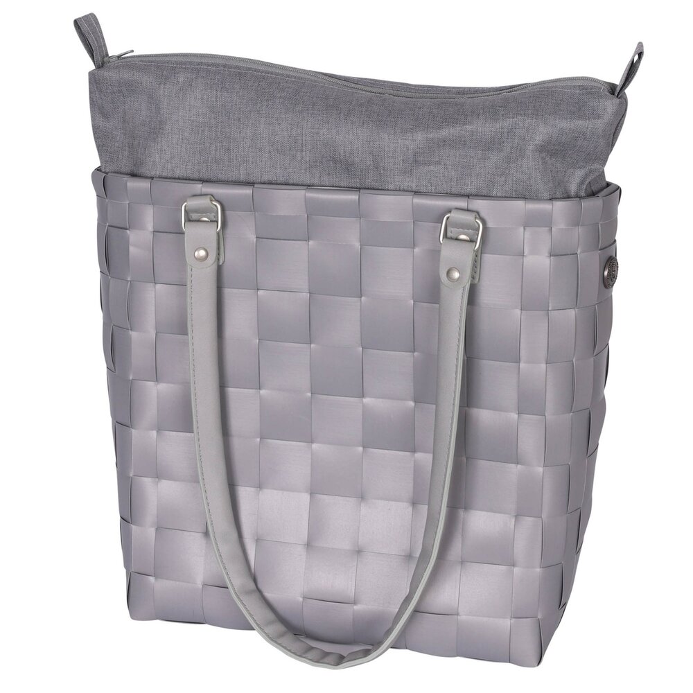 Handed By Shopper Soho van gerecycled plastic SoHo - Brushed grey met rits Handed By Shopper Soho van gerecycled plastic SoHo - Brushed grey met rits