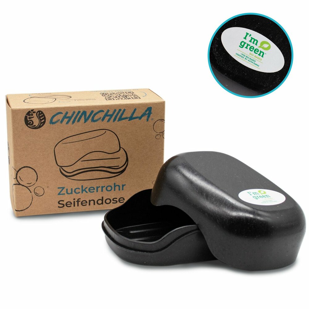 Zwart zeepbakje van bio plastic - Chinchilla soapbox
