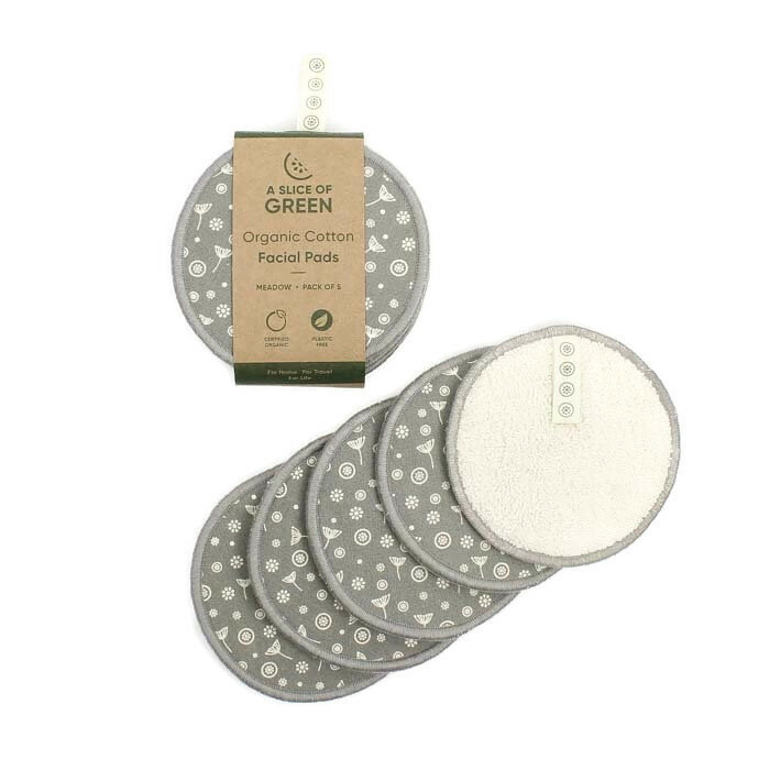 A Slice of Green Organic Cotton Facial Pads Meadow, set 5 herbruikbare wattenschijfjes  A Slice of Green Organic Cotton Facial Pads Meadow, set 5 herbruikbare wattenschijfjes