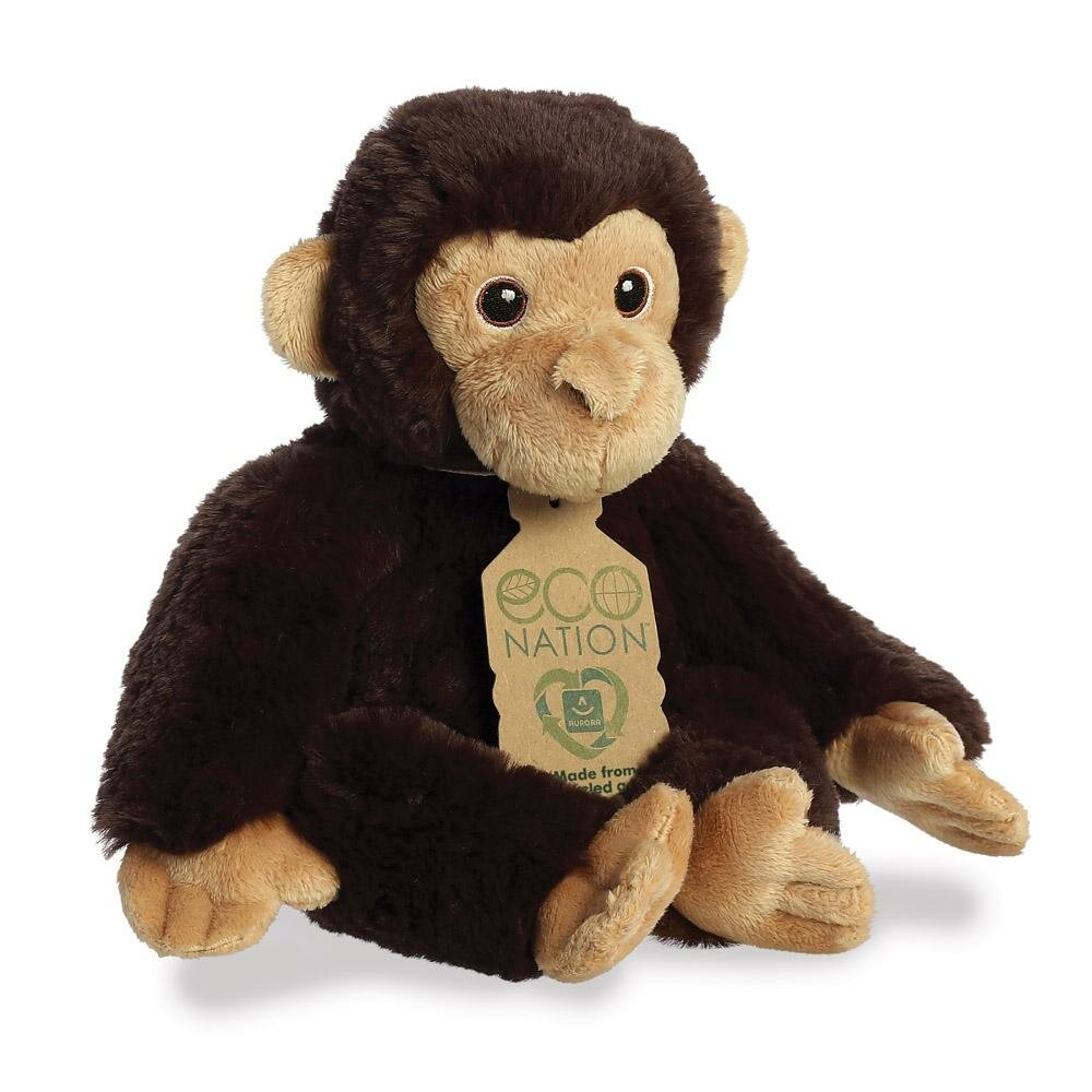 Eco Nation Chimpansee knuffel gemaakt van gerecycled materiaal