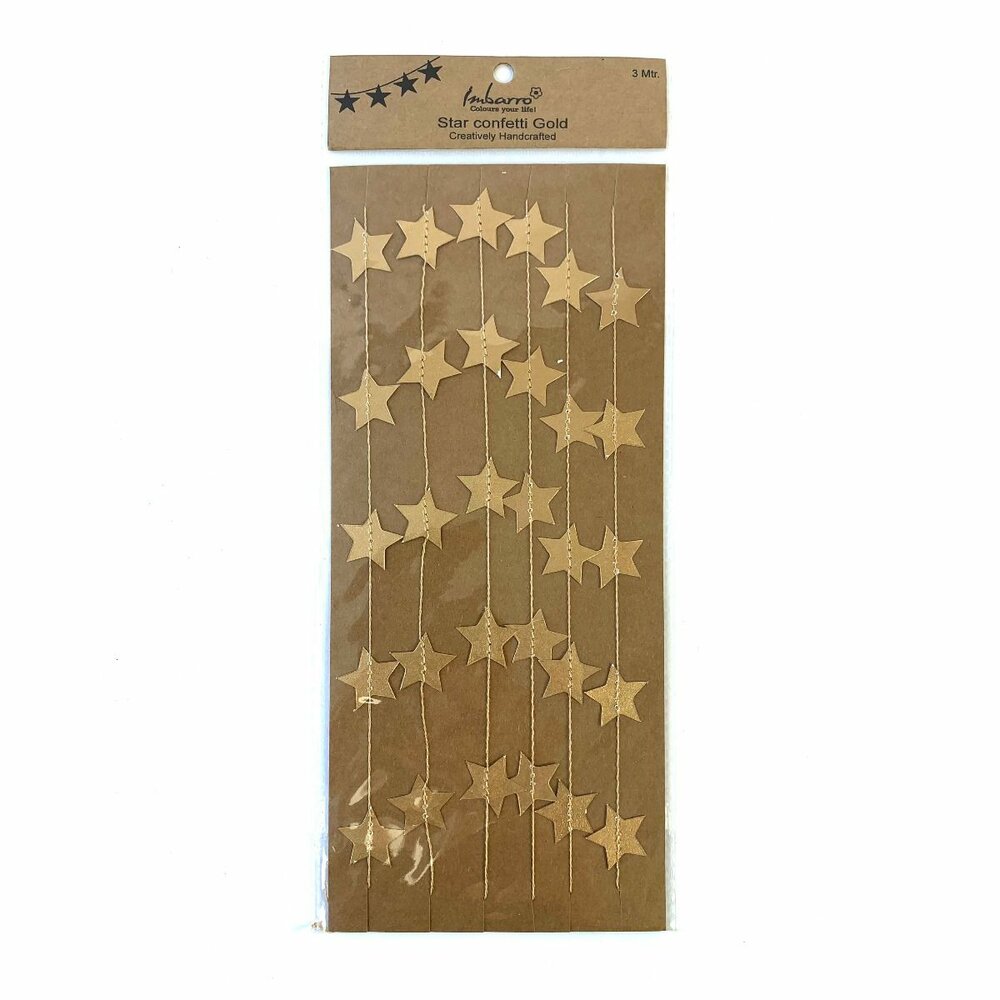 Imbarro Star Confetti Gold slinger van papier, 3 meter