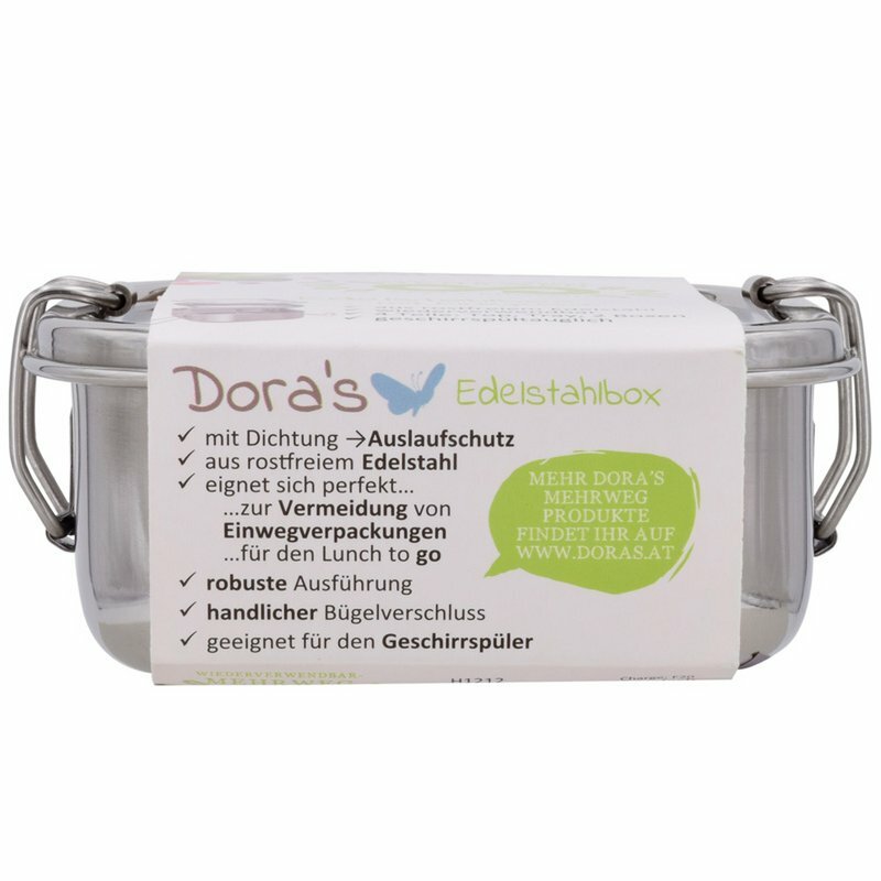 Dora's RVS lunchbox vierkant met inleg bordje van roestvrij staal Dora's RVS lunchbox vierkant met inleg bordje van roestvrij staal