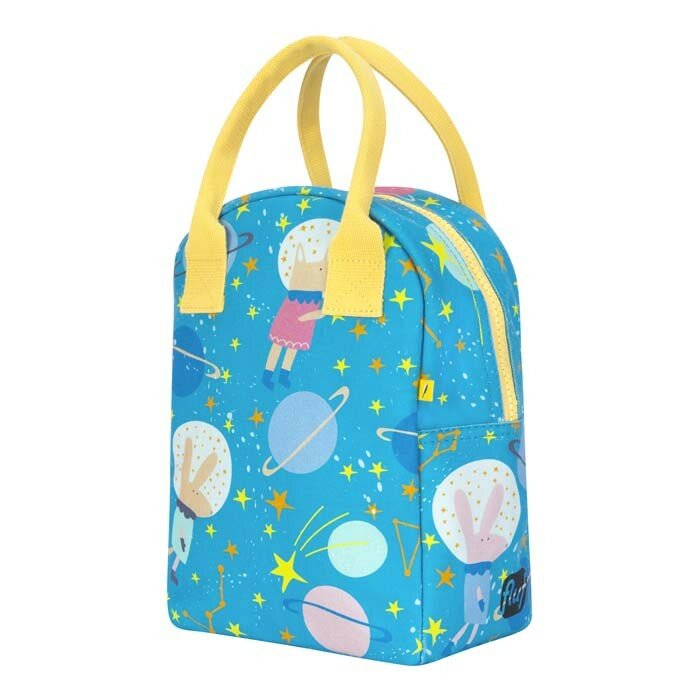 Fluf Zipper Lunch Bag lunchtas van biologisch katoen - Astro Party