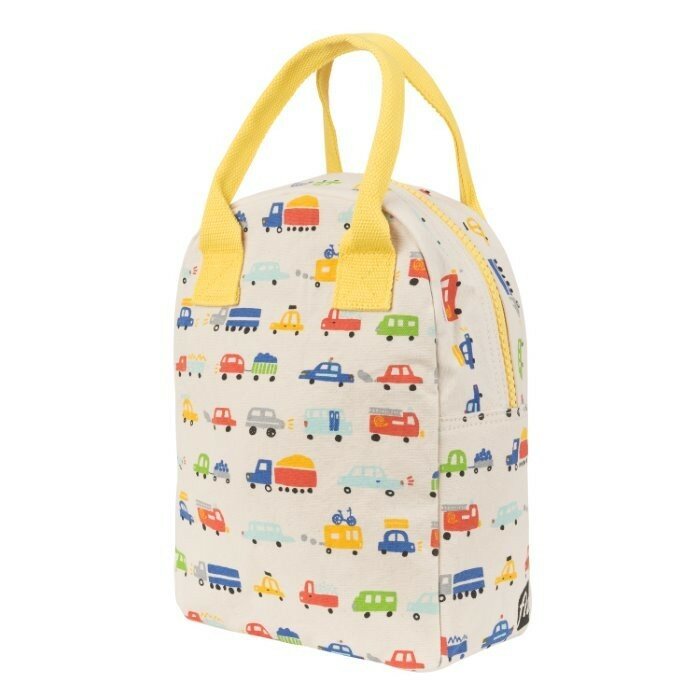 Fluf Zipper Lunch Bag lunchtas van biologisch katoen - Cars
