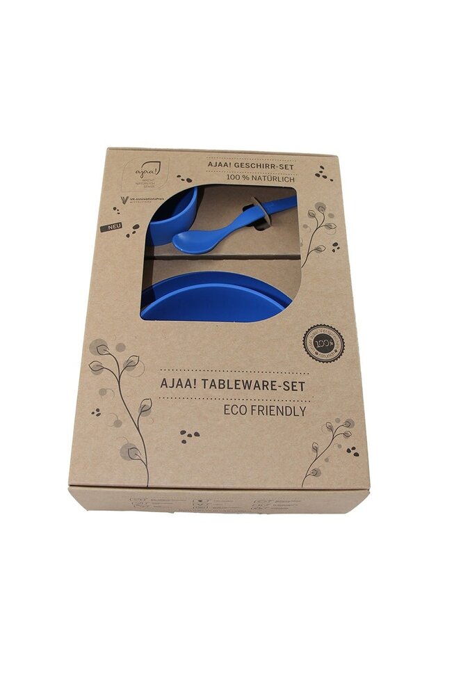 Ajaa 4-delige servies set van recyclebaar bio plastic - Blauw