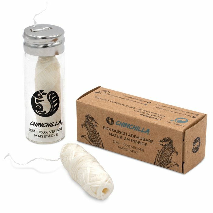 Chinchilla 30m Veganistische Tandzijde/Flosdraad in houder