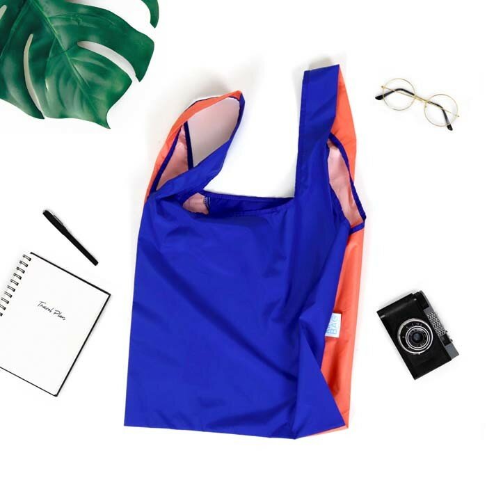 Kind Bag shopper van gerecycled plastic - Bicolor Peach & Blue