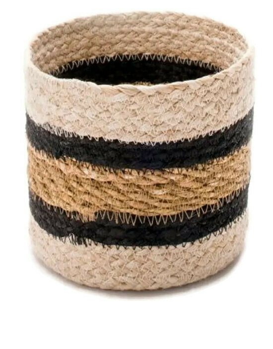 Fairtrade mand 16cm van Hogla Zeegras en jute - Hoog rond mandje small Fairtrade mand 16cm van Hogla Zeegras en jute - Hoog rond mandje small