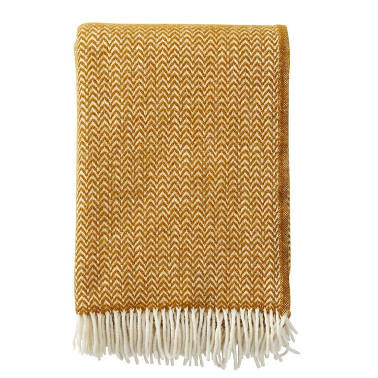 Klippan deken van Eco lamswol Chevron Caramel