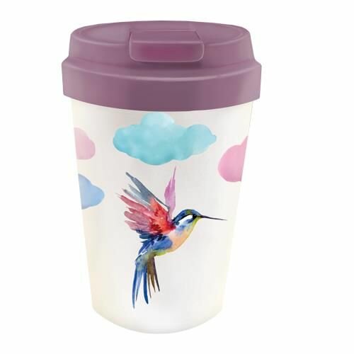 BioLoco plant easy cup, PLA koffie to go beker - Watercolor Bird