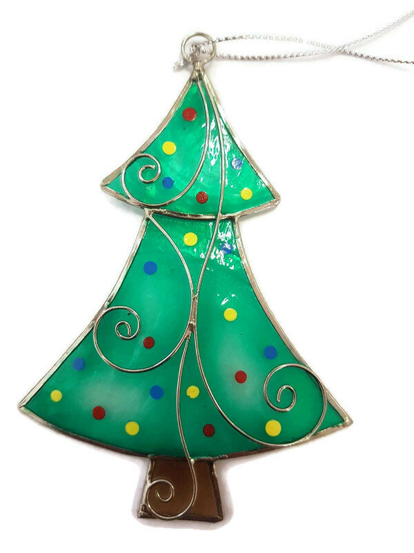 FairTrade Capiz kersthanger - Kerstboom met versiering