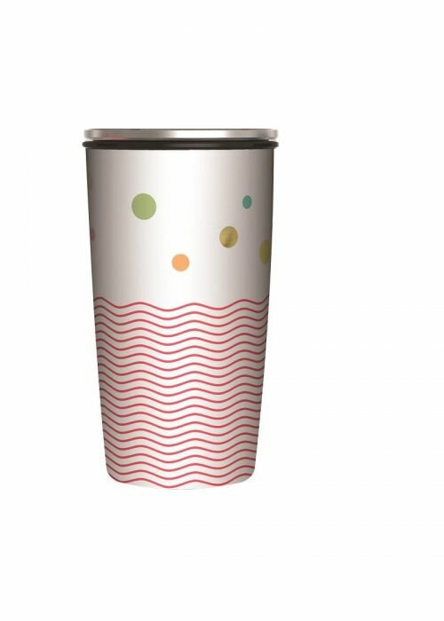 Bamboo Slide Cup koffie to go thermos beker Dots and Waves Gold Bamboo Slide Cup koffie to go thermos beker Dots and Waves Gold