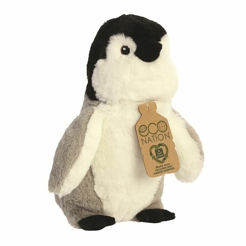 Eco Nation knuffeldier Pinguïn gemaakt van gerecycled materiaal