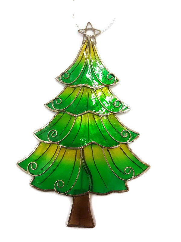 FairTrade Capiz kersthanger - Kerstboom met ster piek