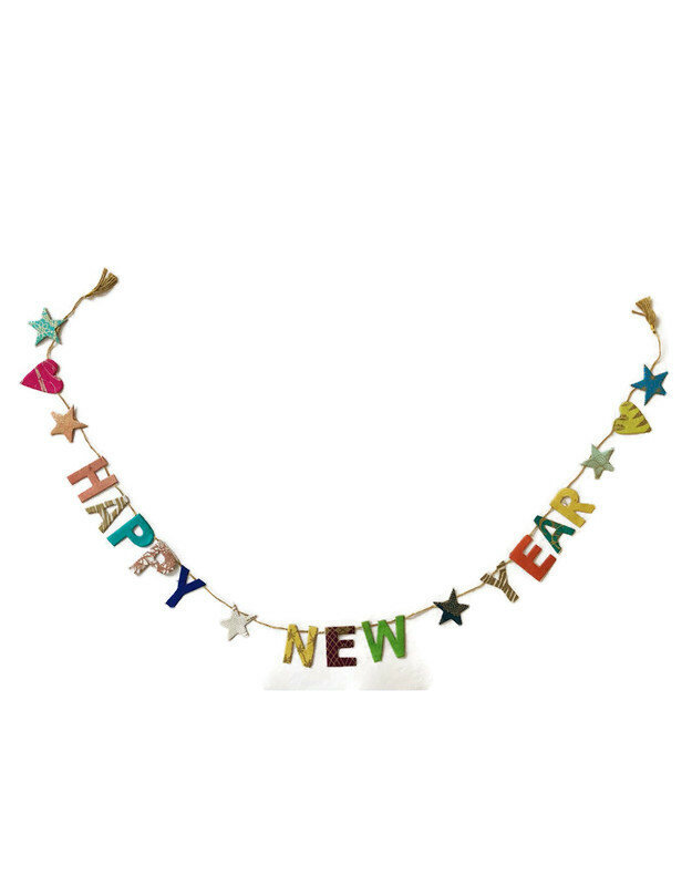 Olino FairTrade slinger Happy New Year van Eco papier Olino FairTrade slinger Happy New Year van Eco papier
