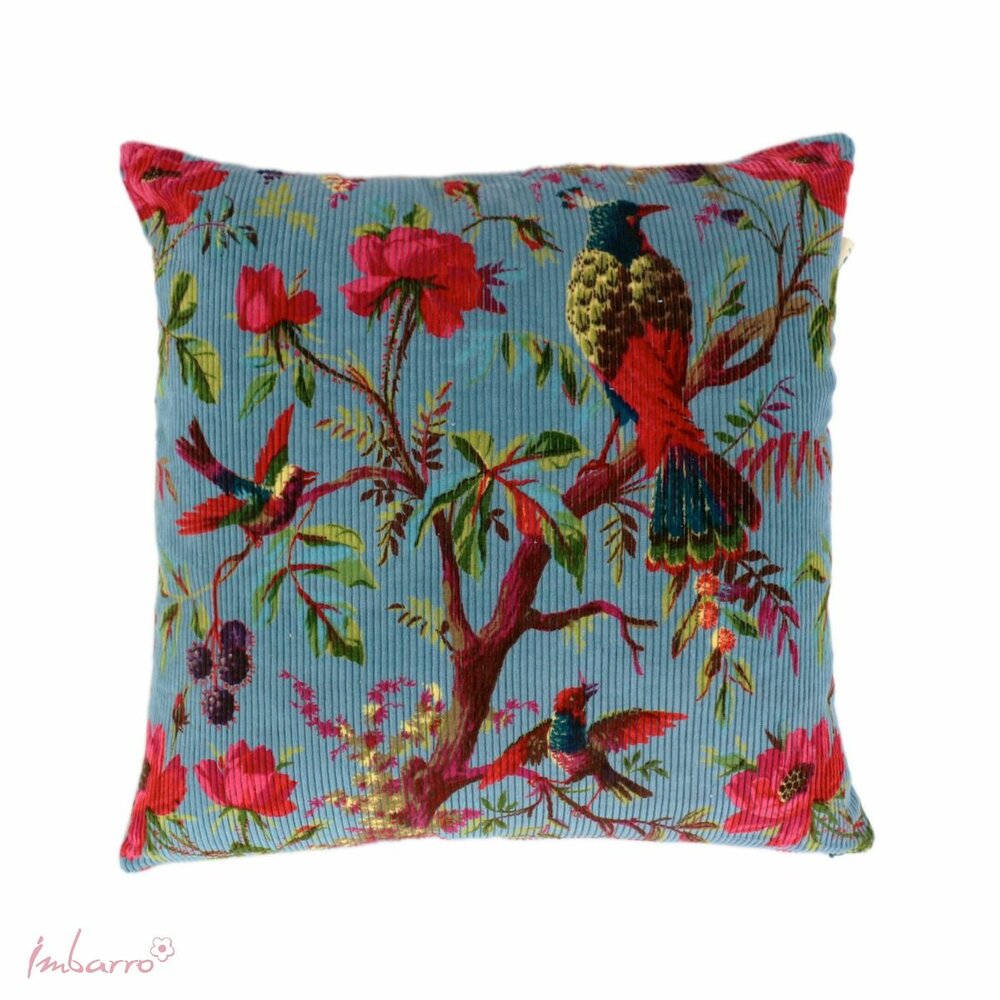 Imbarro Cushion Rib Paradise Blue - Groot vierkant sierkussen blauw