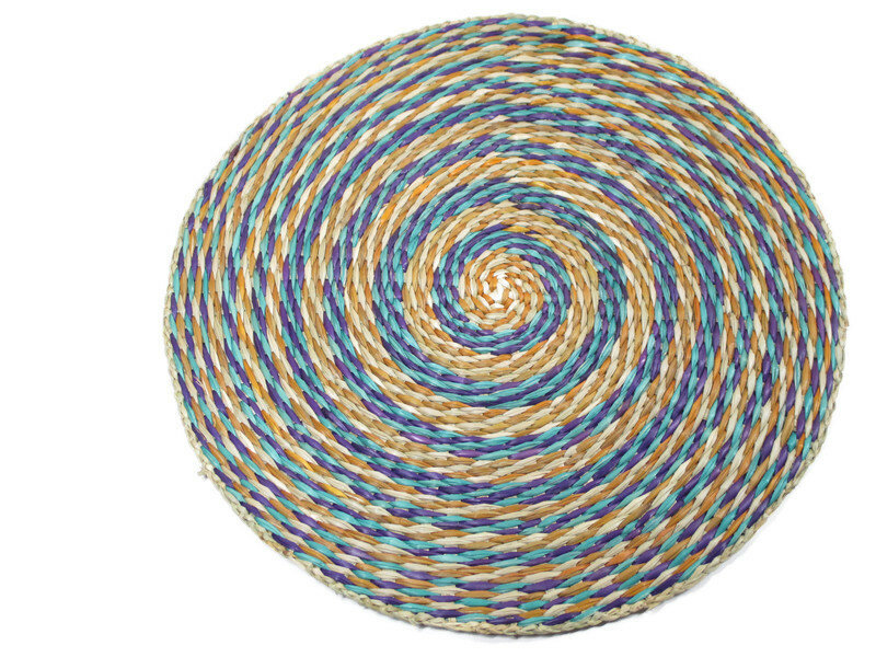 FairTrade placemat rond multicolour paars zeegras FairTrade placemat rond multicolour paars zeegras