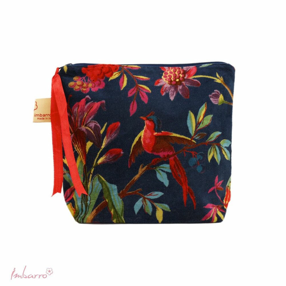 Imbarro Pouch Paradise Dark Blue - Donkerblauw katoenen tasje