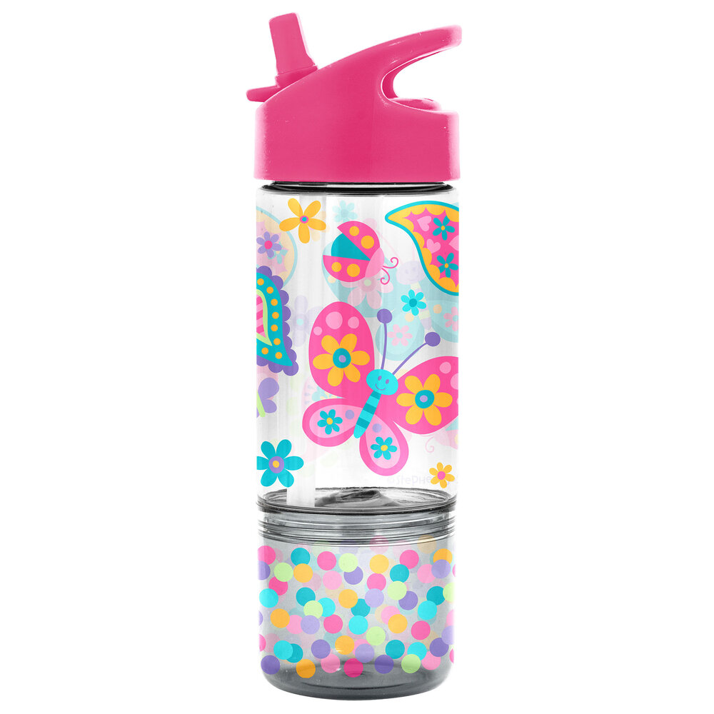 Sip & Snack bottle Butterfly - Drinkfles met snackbakje van Tritan