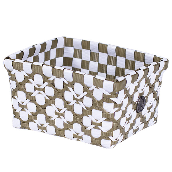 Handed By Regtangular Basket Olive White, Extra Small