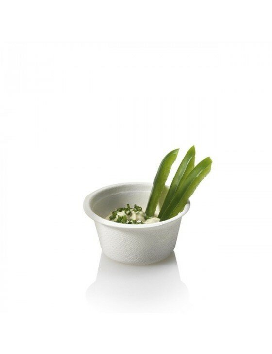 Suikerriet sausbakje 60ml. Bio Wegwerp sausbakje in pak van 50 stuks.