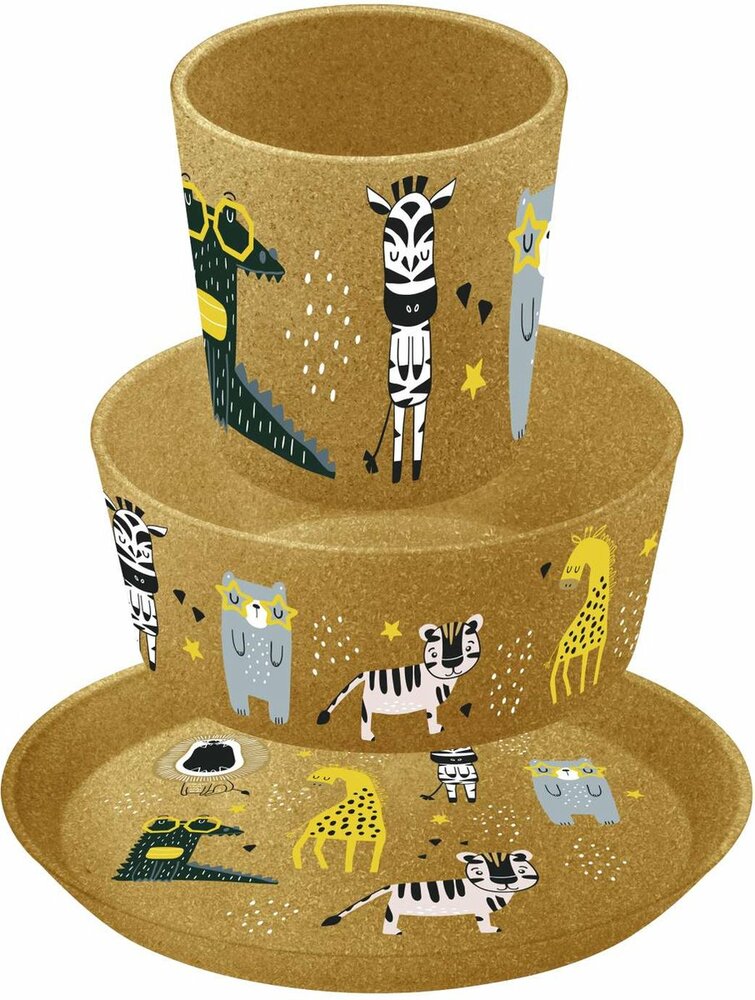 Koziol Organic Kids Set Zoo - 3-delige Kinderservies set 