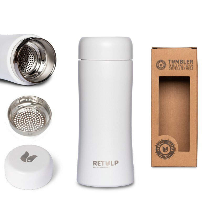 ReTulp Tumbler Chalk White, RVS Thermosfles - drinkbeker wit 300ml  ReTulp Tumbler Chalk White, RVS Thermosfles - drinkbeker wit 300ml