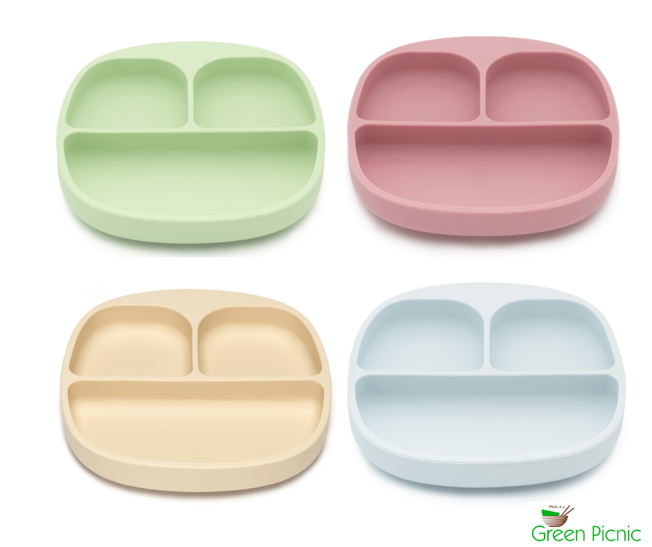 Kooleco silicone divided plate, 3-vaks bord met zuignap - Diverse kleuren