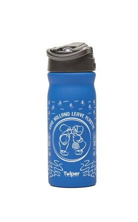 ReTulp RVS drinkfles 400ml Blue Dutch kiss, met handige drinktuit 