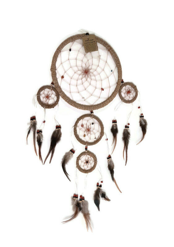 FairTrade Dreamcatcher Kobal, dromenvanger jute met veren