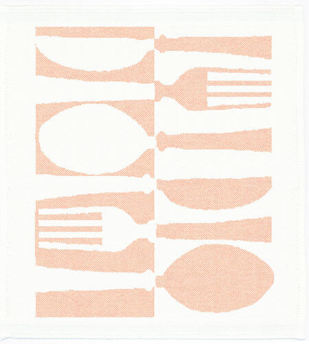 Placemat/handdoek Biologisch katoen, roze bestek 35x50cm - SALE
