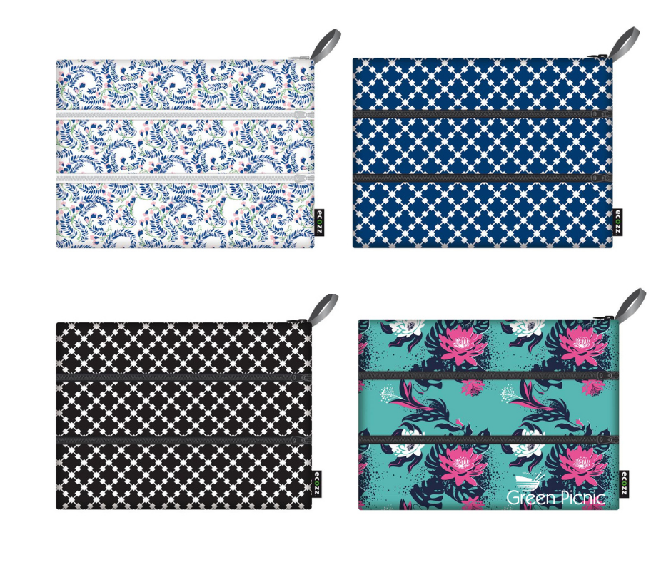 Ecozz Etui Zip Pocket Bag , gemaakt van rPET - Diverse printjes