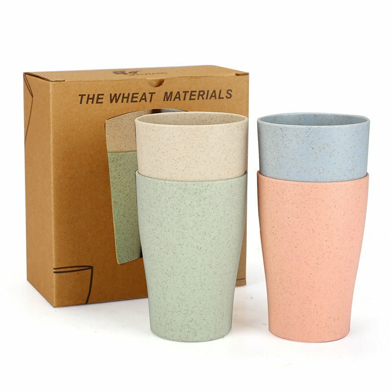 Bio Plastic bekers van PLA uit tarwevezels, set van 4 stuks