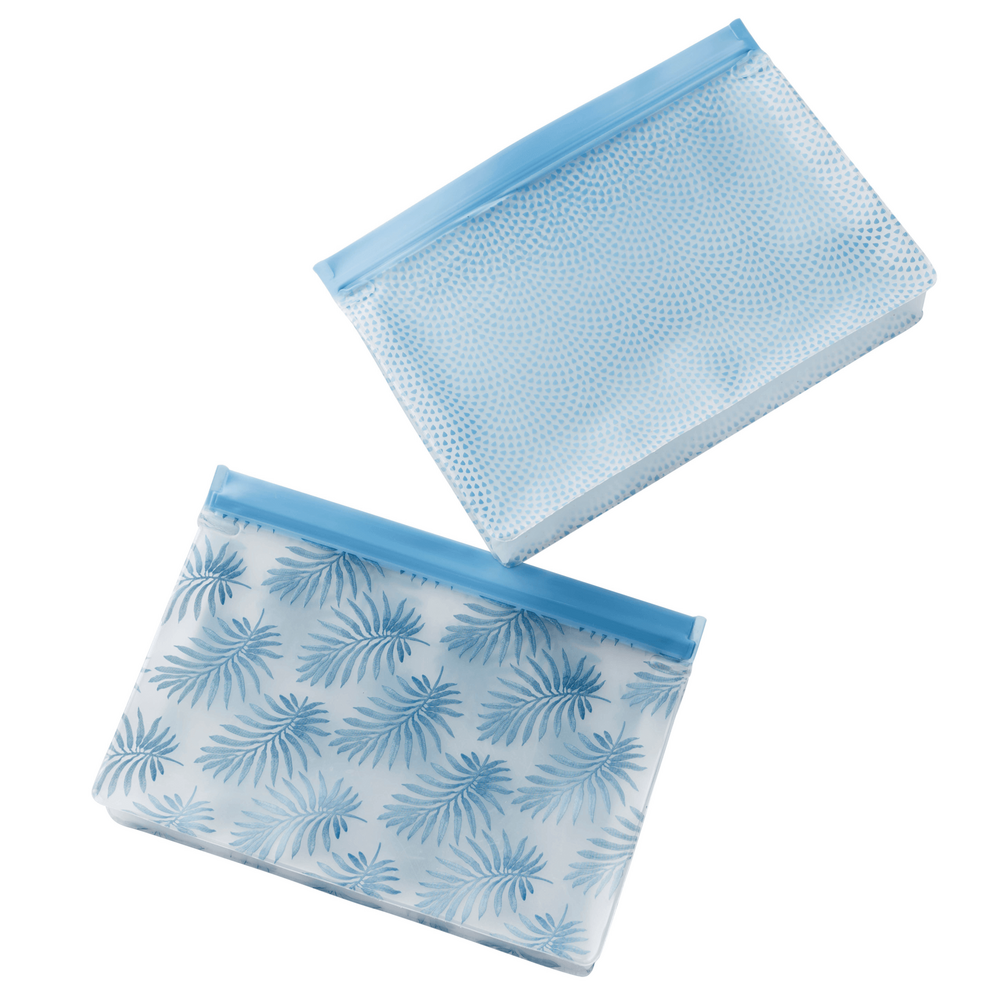 Point Virgule set van 2 herbruikbare brede ziplock zakken blauw