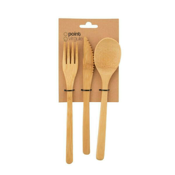 Point Virgule bamboe houten bestek set 3-delig Point Virgule bamboe houten bestek set 3-delig
