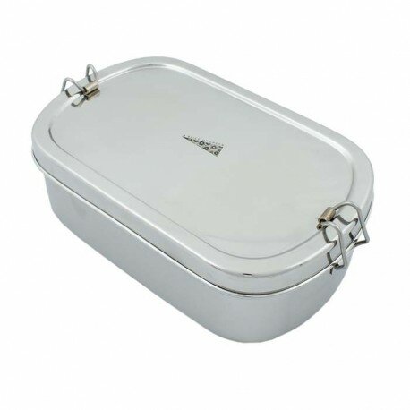 A Slice of Green Oval Lunch Box Surat, Extra grote RVS broodtrommel. A Slice of Green Oval Lunch Box Surat, Extra grote RVS broodtrommel.