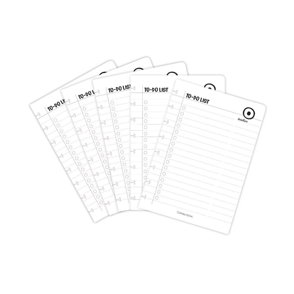 Correctbook A5 To-do List - set 5 bladen voor 'To do' lijstjes