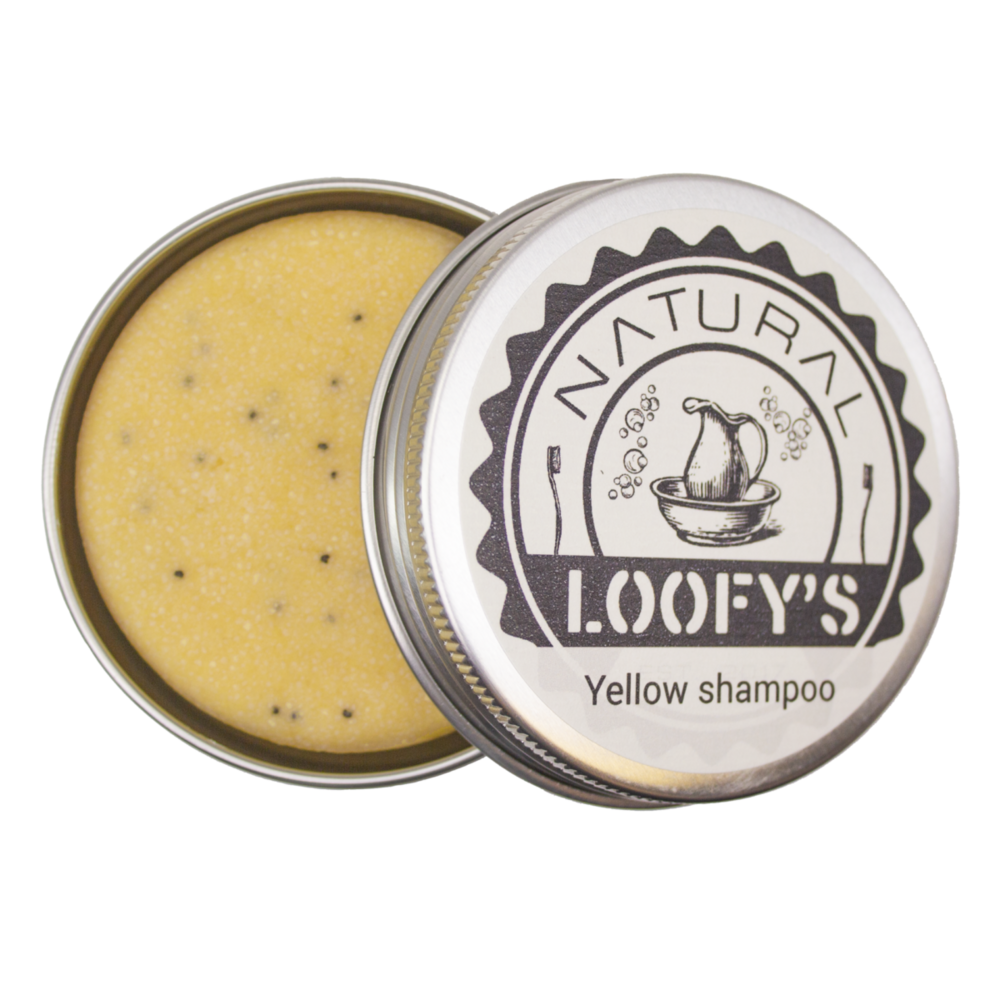 Loofy's Natural Yellow Shampoo in blik, voor normaal en vet haar